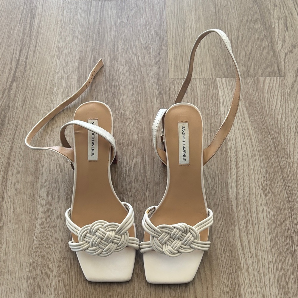 Saks Fifth Avenue White Knotted Heels